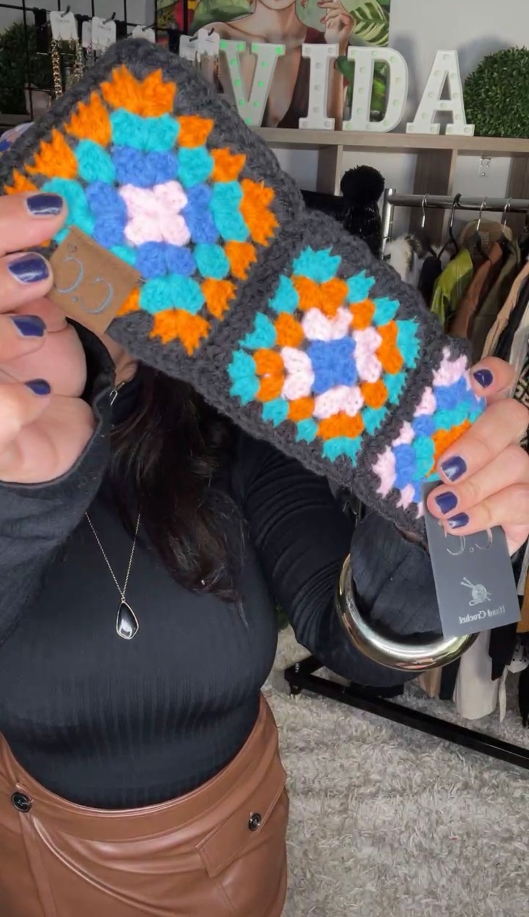 Banda Negra Crochet Multi Afelpada (#202)