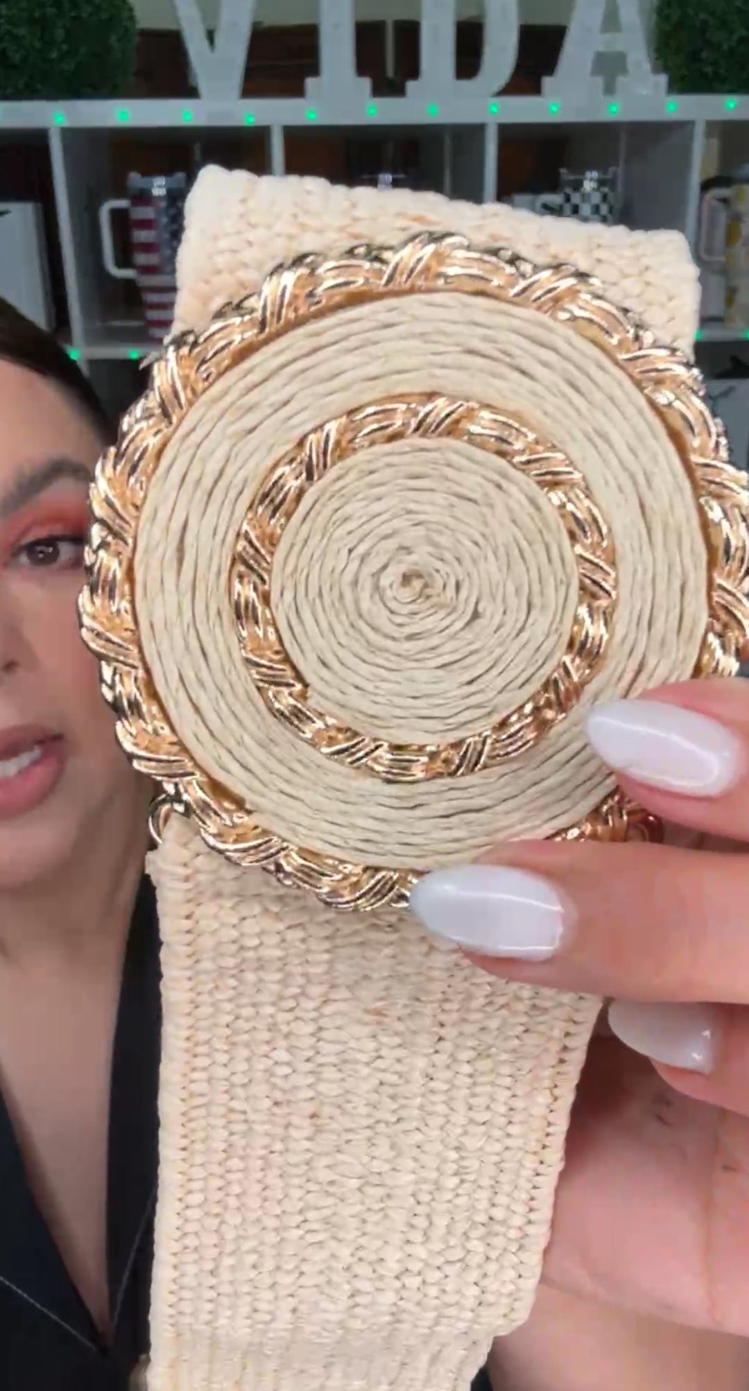 Cinto Beige Rafia Ebilla Dorada Swirl (#169)
