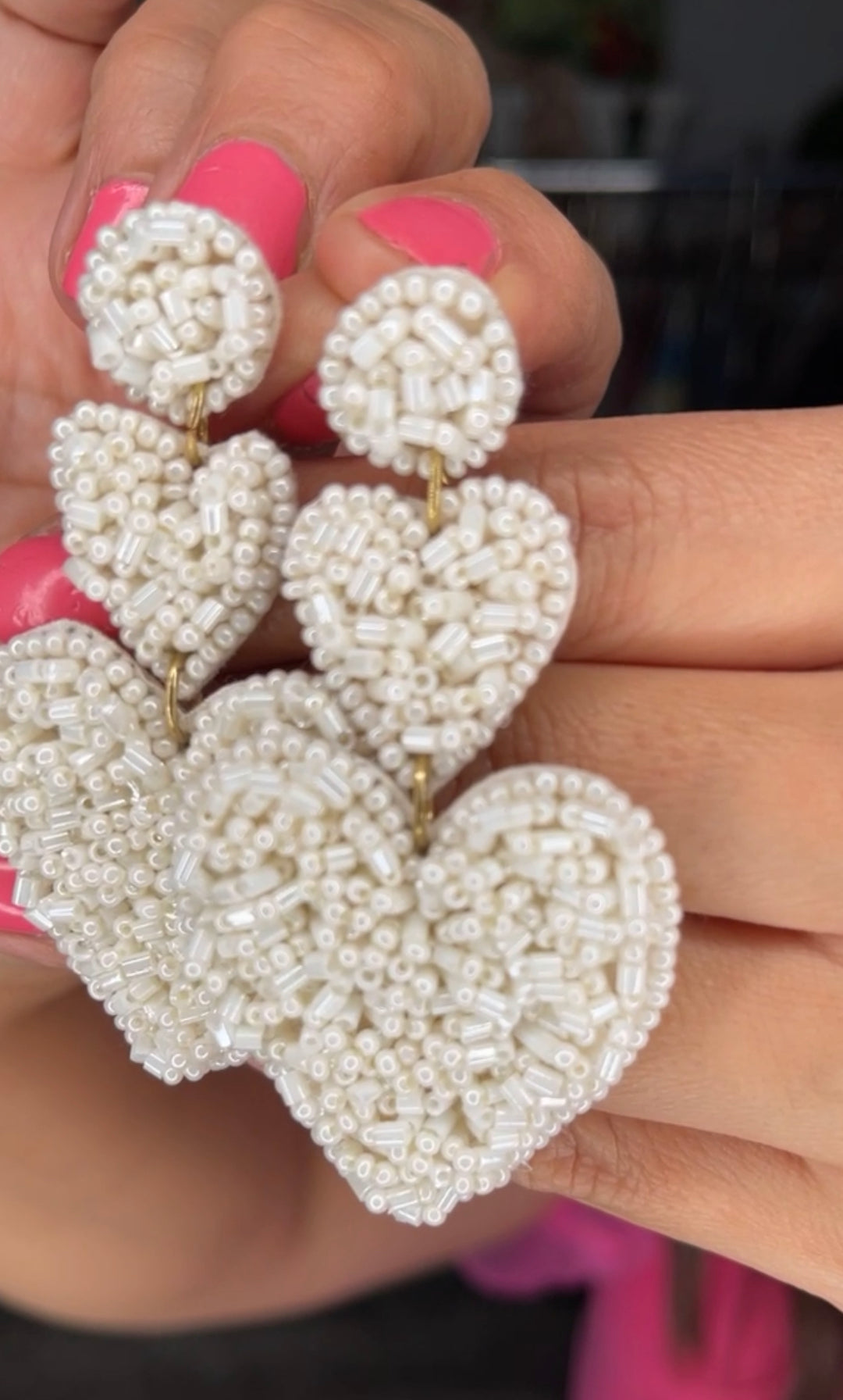 Arete Blanco Corazones Canutilllo (#170)