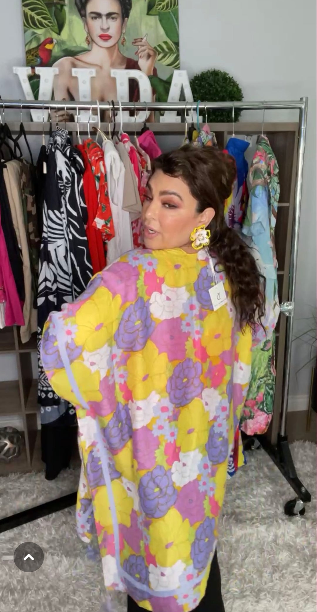 Blusa Azul Rosa y Amarillo Floral 70s Infinity (#306)