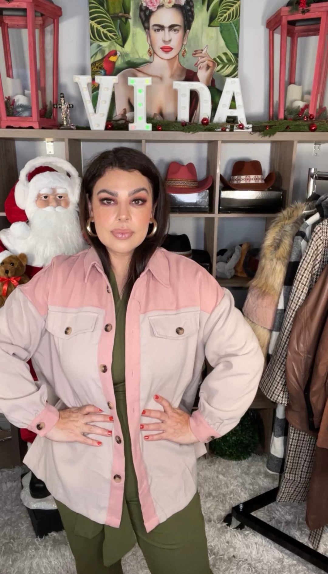 Camisa Rosa y Mocha a Cuello (#108)