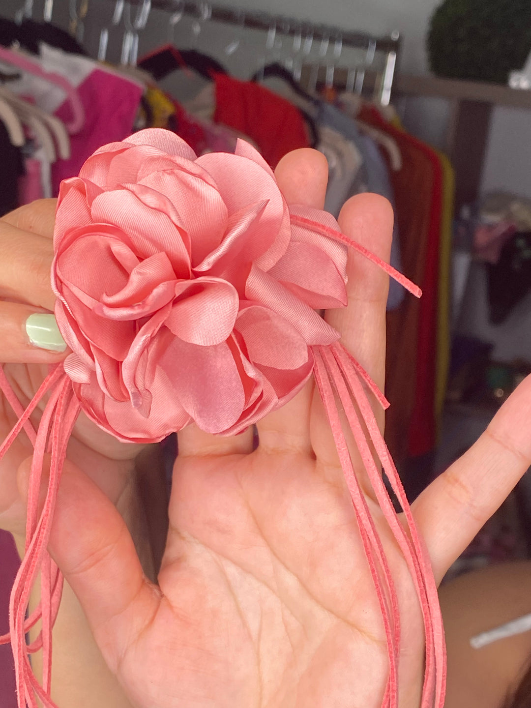 Collar Cinto Palo de Rosa Flor Tela (#182)
