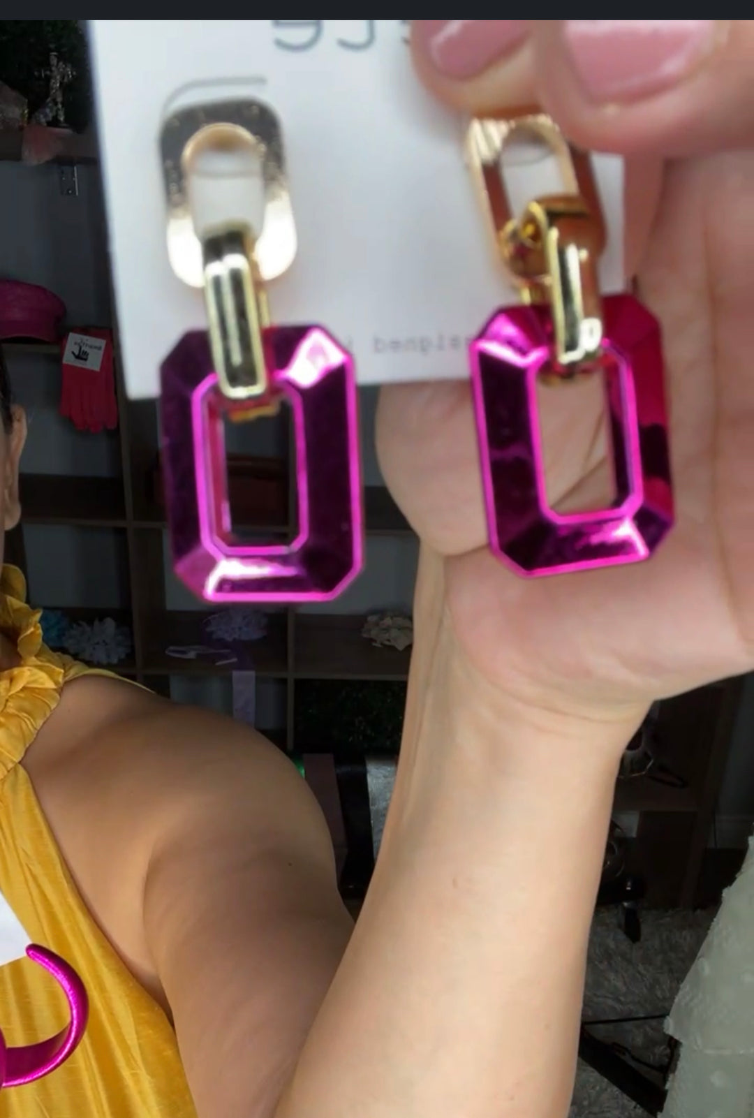 Arete Dorado y Magenta Rectangulos (#156)