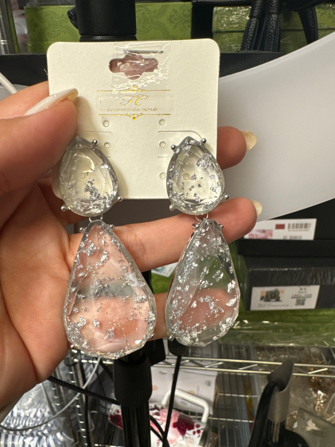 Arete Plateado y Clear Doble Tota (#117)