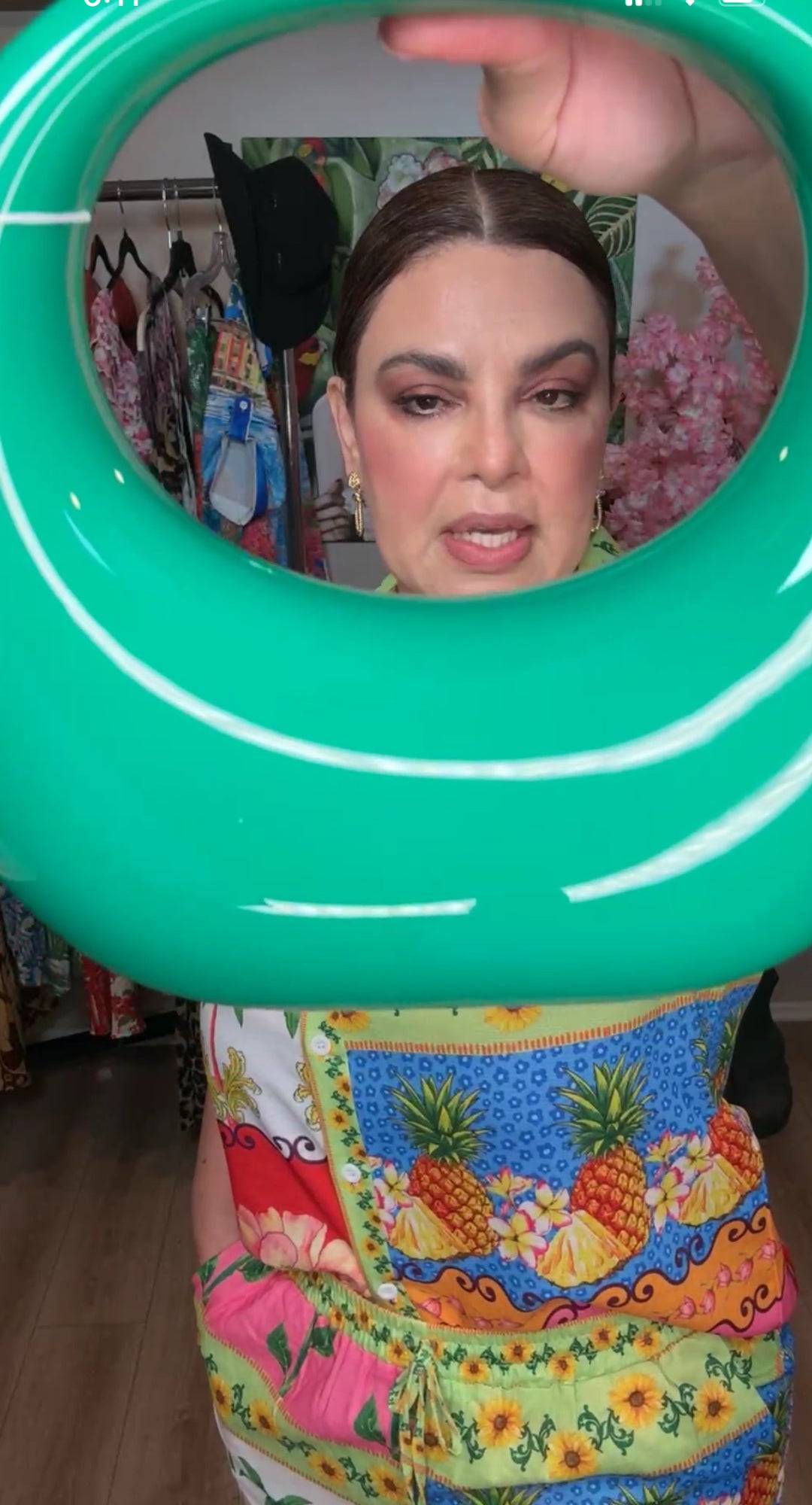 Bolsa Verde Acrilica Ovalada Art (#121)