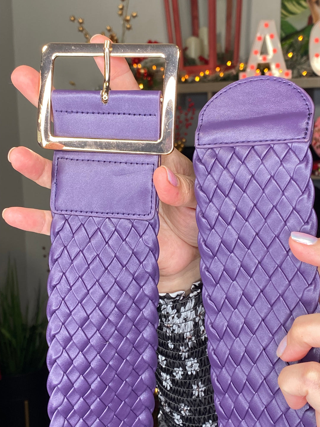 Cinto Morado Trenzado Piel Vegana