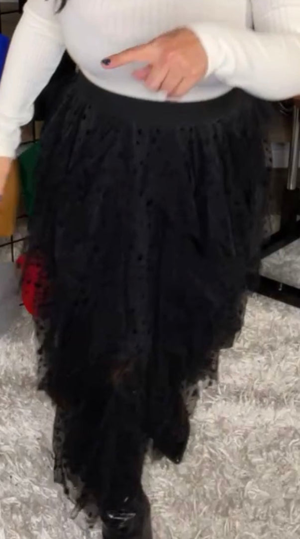 Falda Negra Tulle Boleado Cintura Stretch (#128)