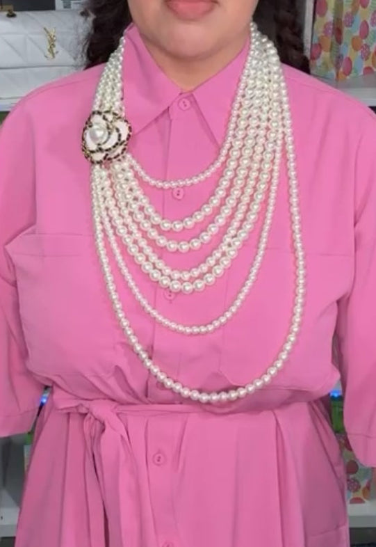 Collar Beige Perlas XL Camelia Blanca CC