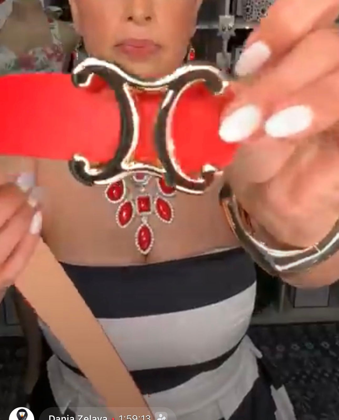 Cinto Rojo Celine Ebilla Dorada (#209)