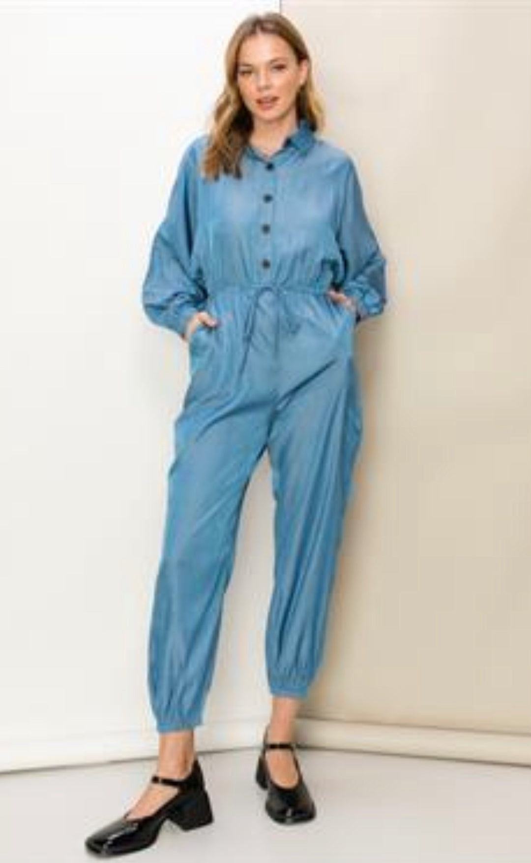 Enterizo Azul Satinado Rayon Relax (#104)