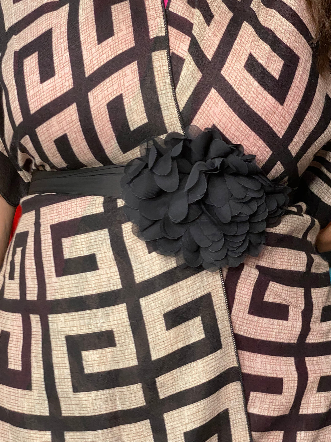 Cinto Collar Negro XL Flor Chifon y Satin Multi (#136)