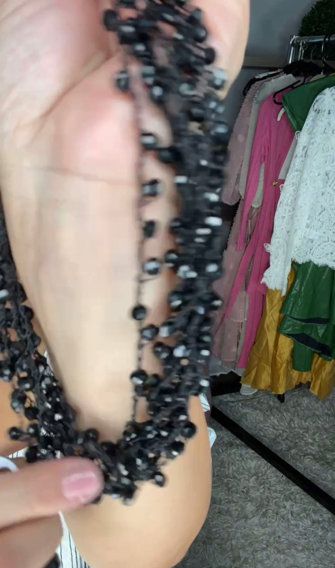 Collar Negro Hilo Metalico Tiras (#234)