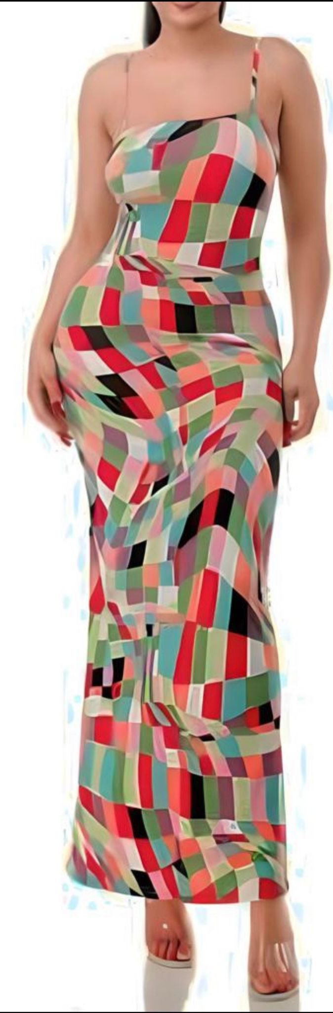 Vestido Multi Ultra Stretch Geometrico Maxi (#267)