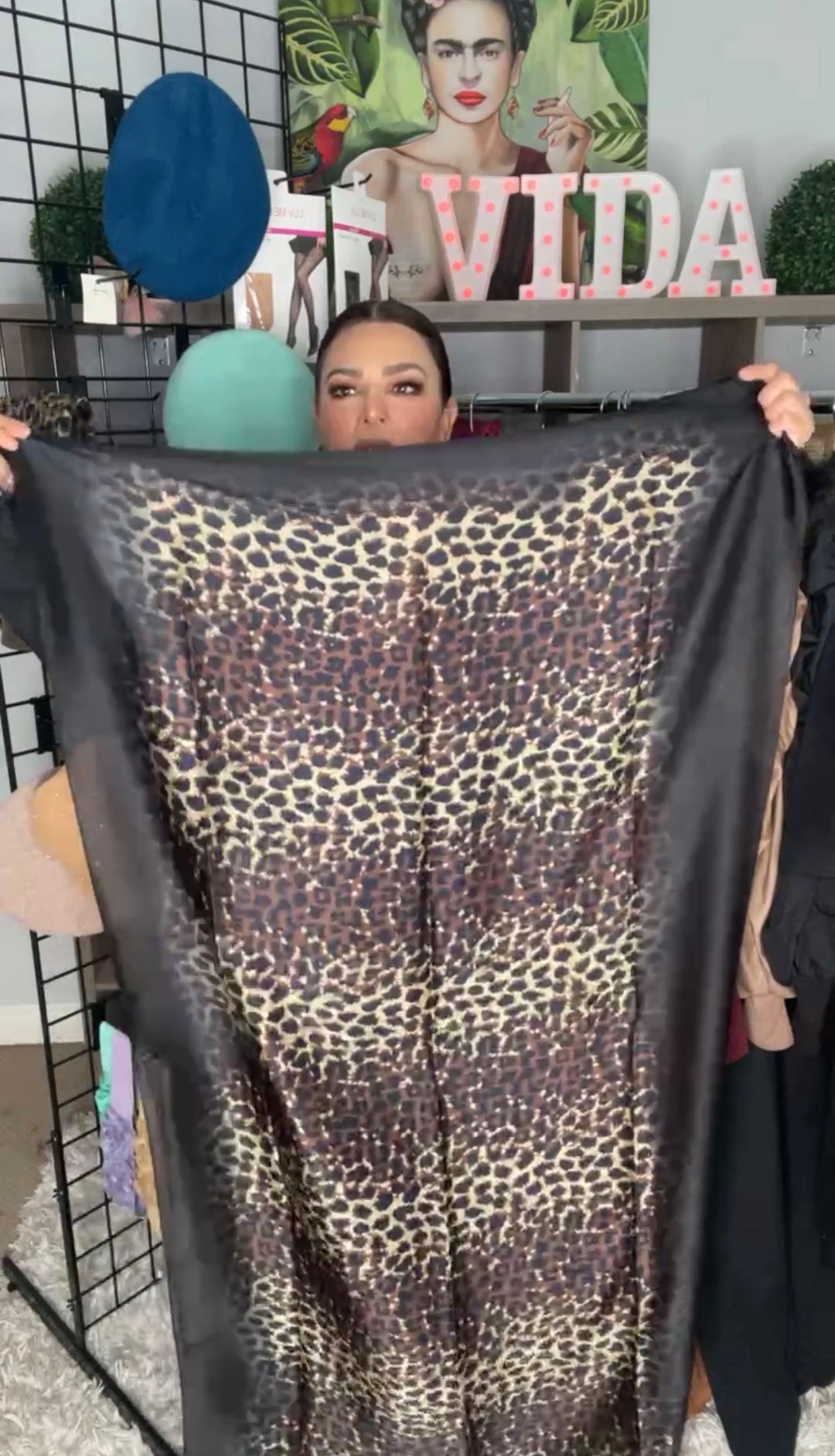 Mascada Negra y Café Leopardo Gaza Satinada (#142)