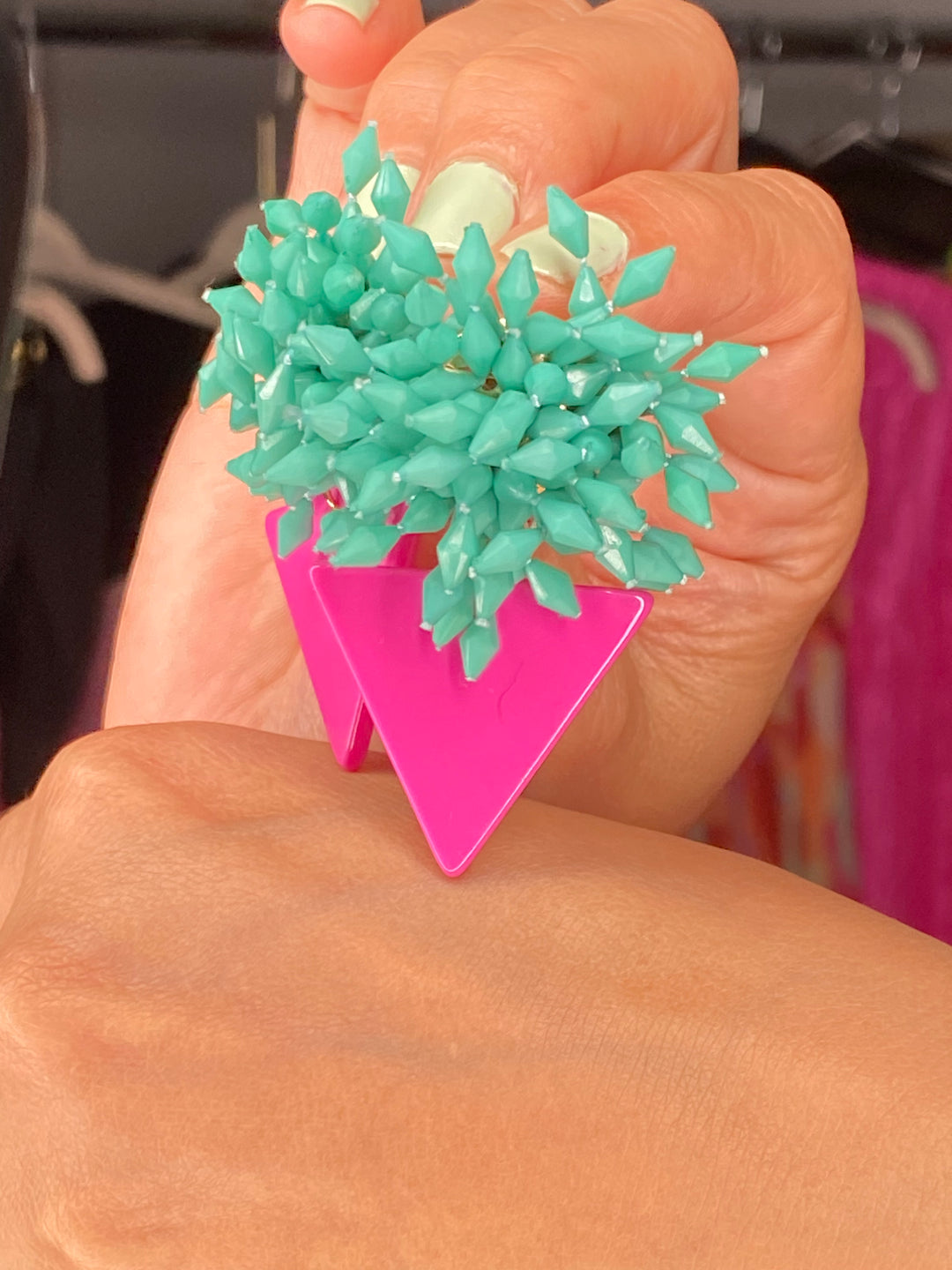 Arete Turqueza Triangulo Magenta 90's Art (#176)