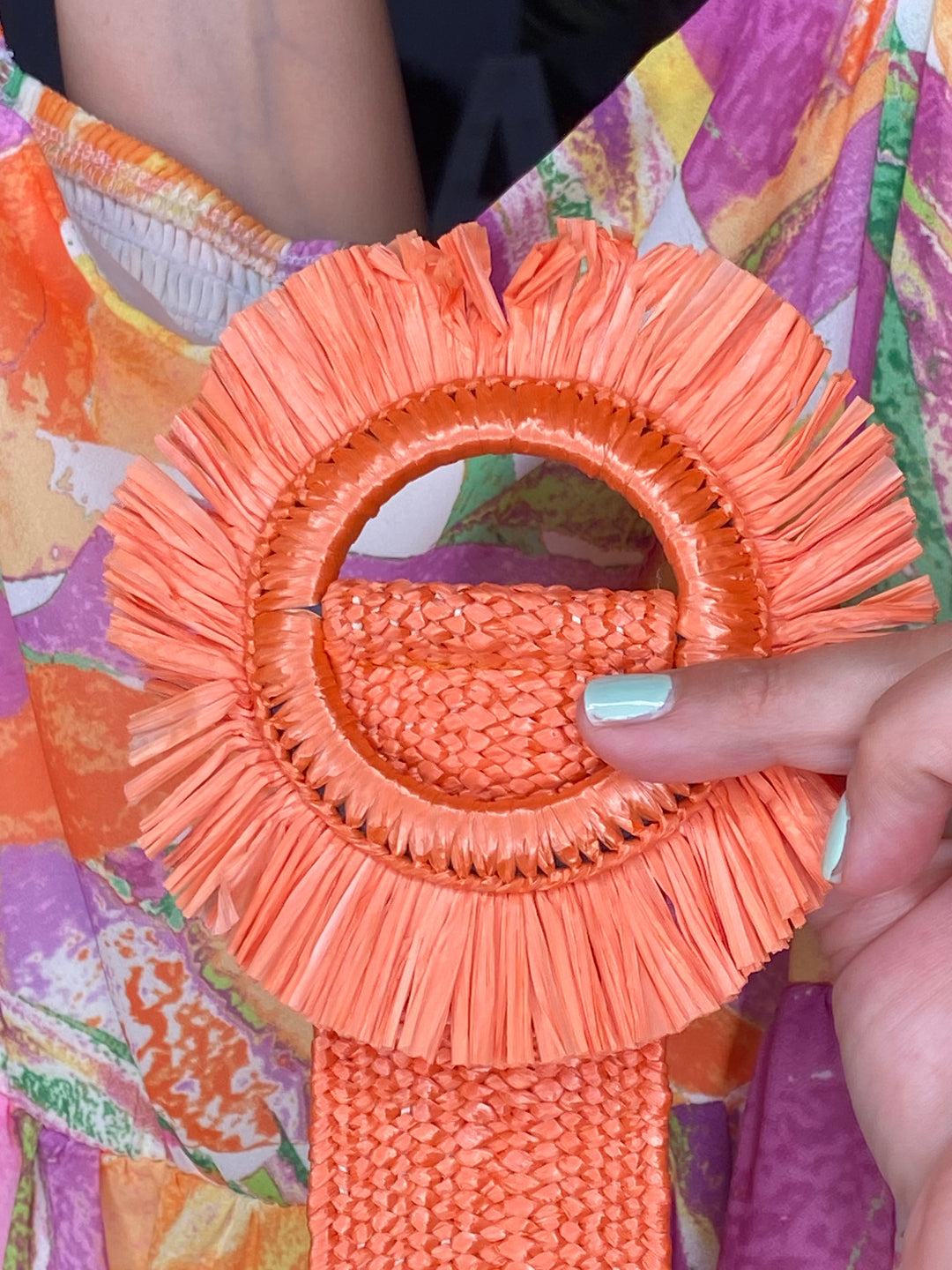 Cinto Naranja Ebilla Rafia Barbas Circular Stretch (#193)
