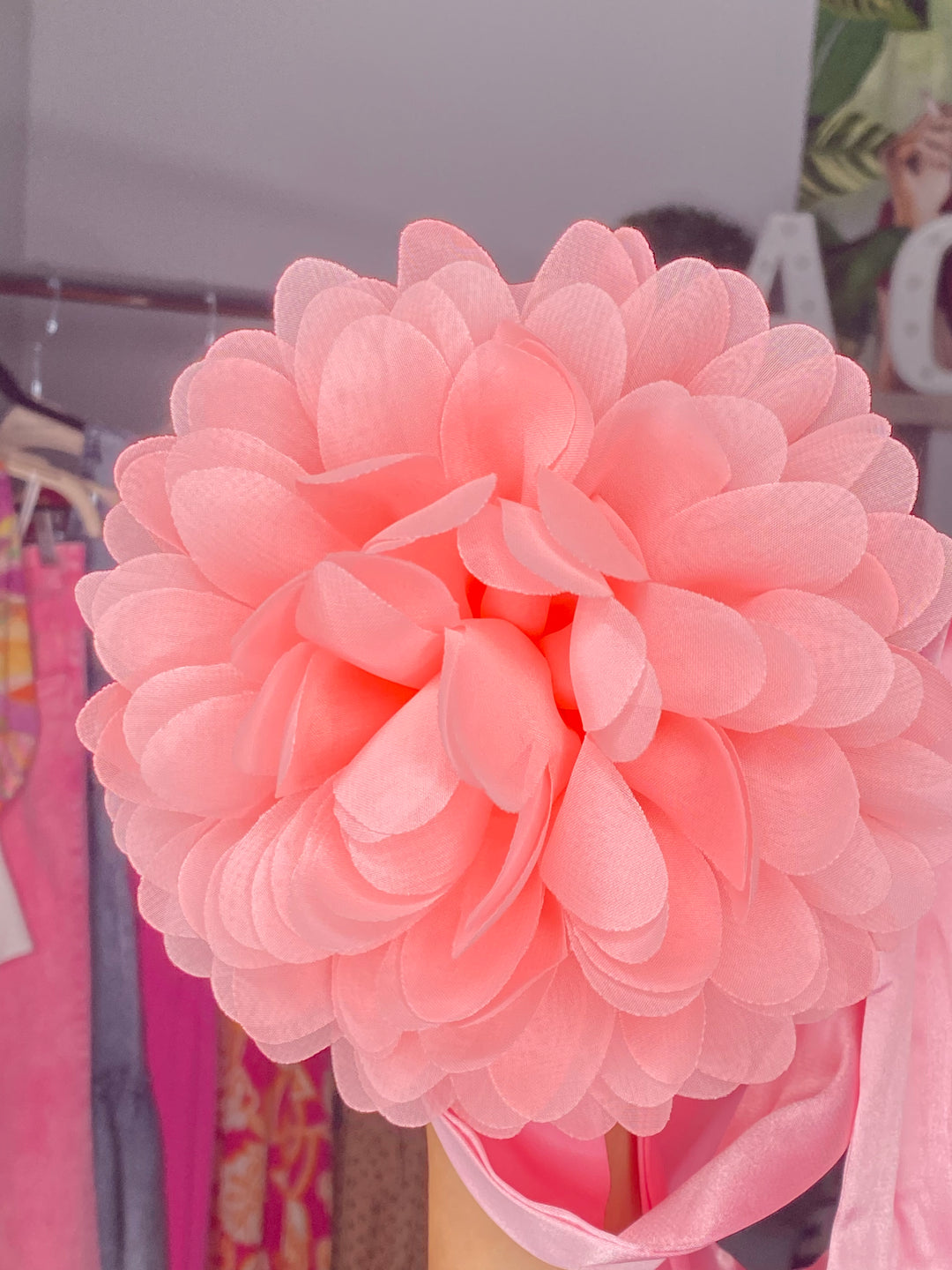 Cinto Collar Rosa XL Flor Chifon y Satin Multi (#186)