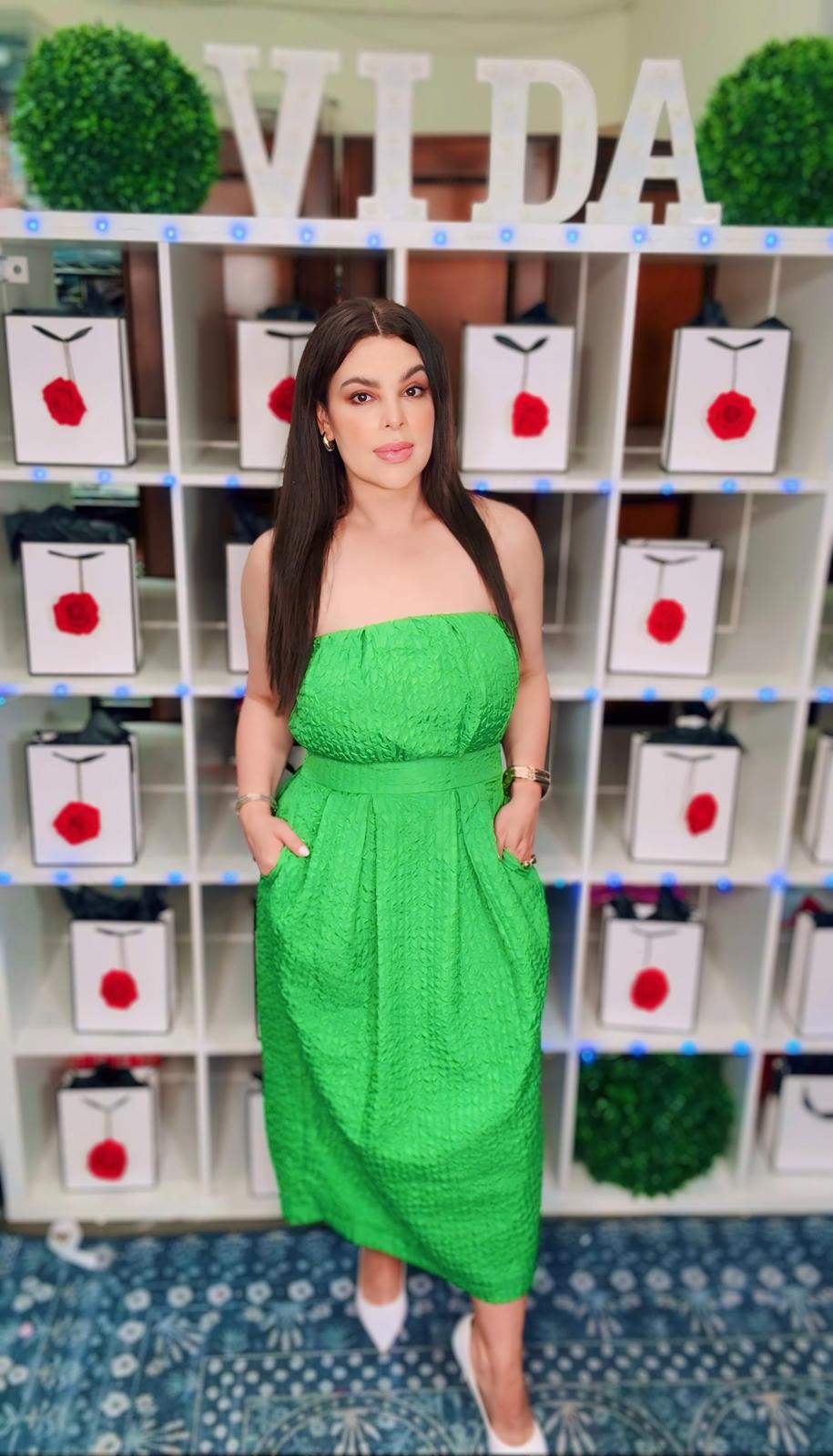 Vestido Verde Esmeralda Strapless Burbuja Midi (#435)