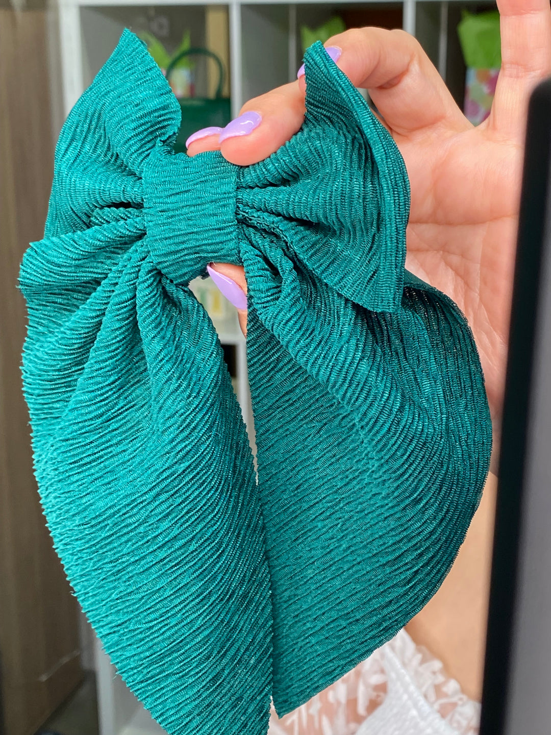 Moño Verde Plizado Coquette (#292)