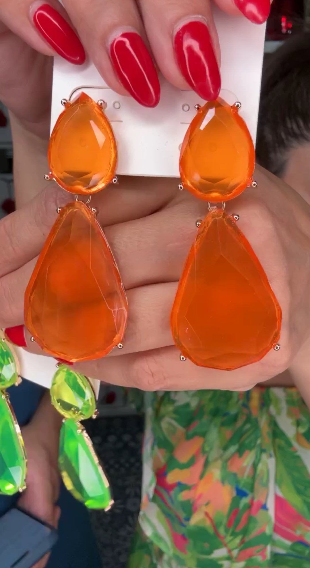 Arete Naranja Clear Gota Doble (#110)