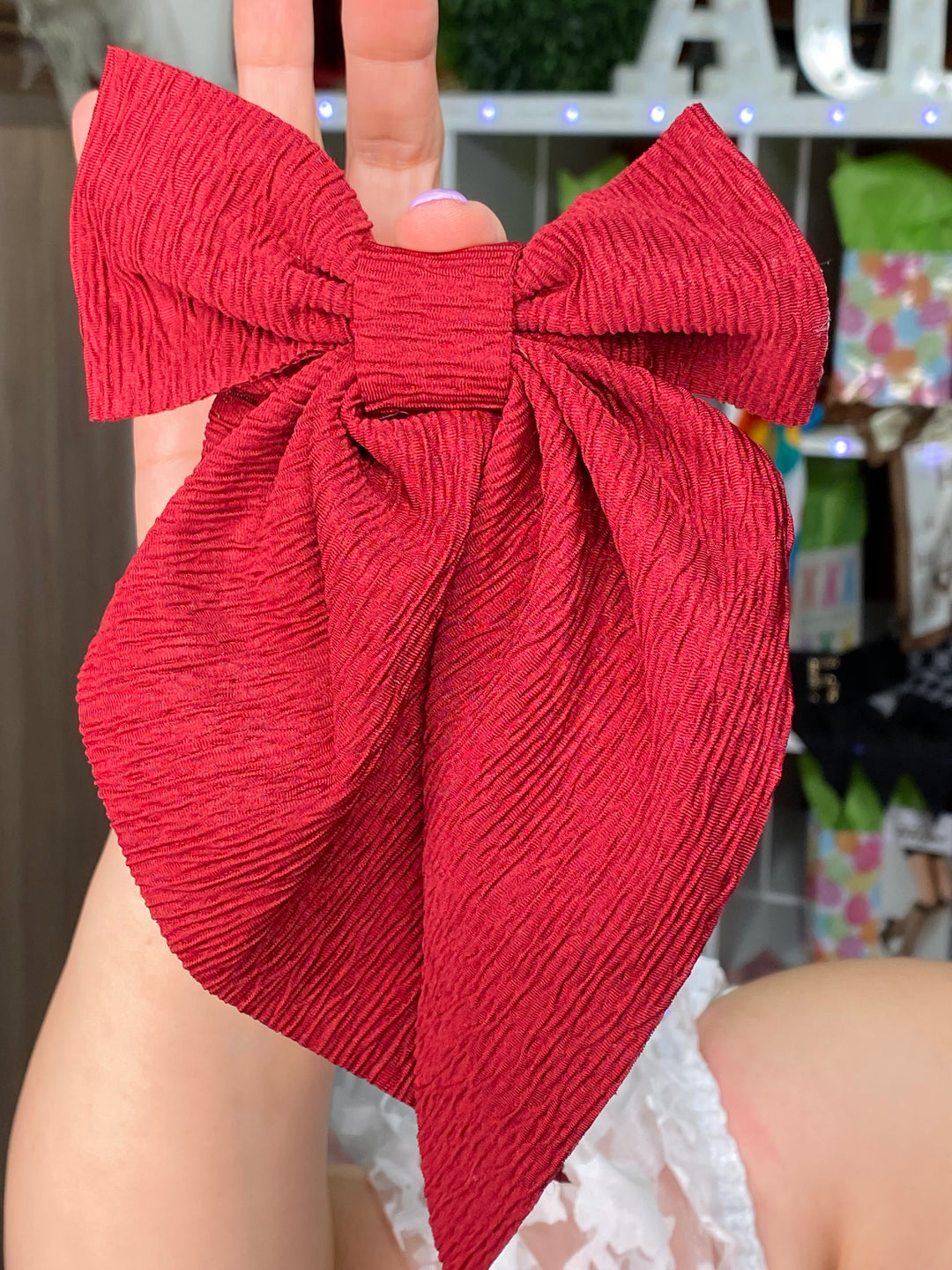 Moño Guinda Plizado Coquette (#197)