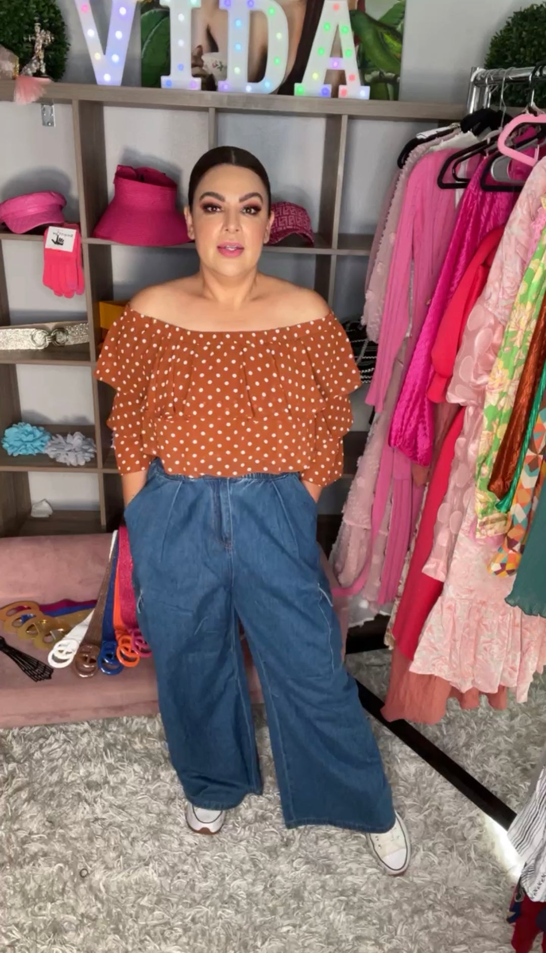 Pantalon Azul Mezclilla Oversized Cintura Stretch