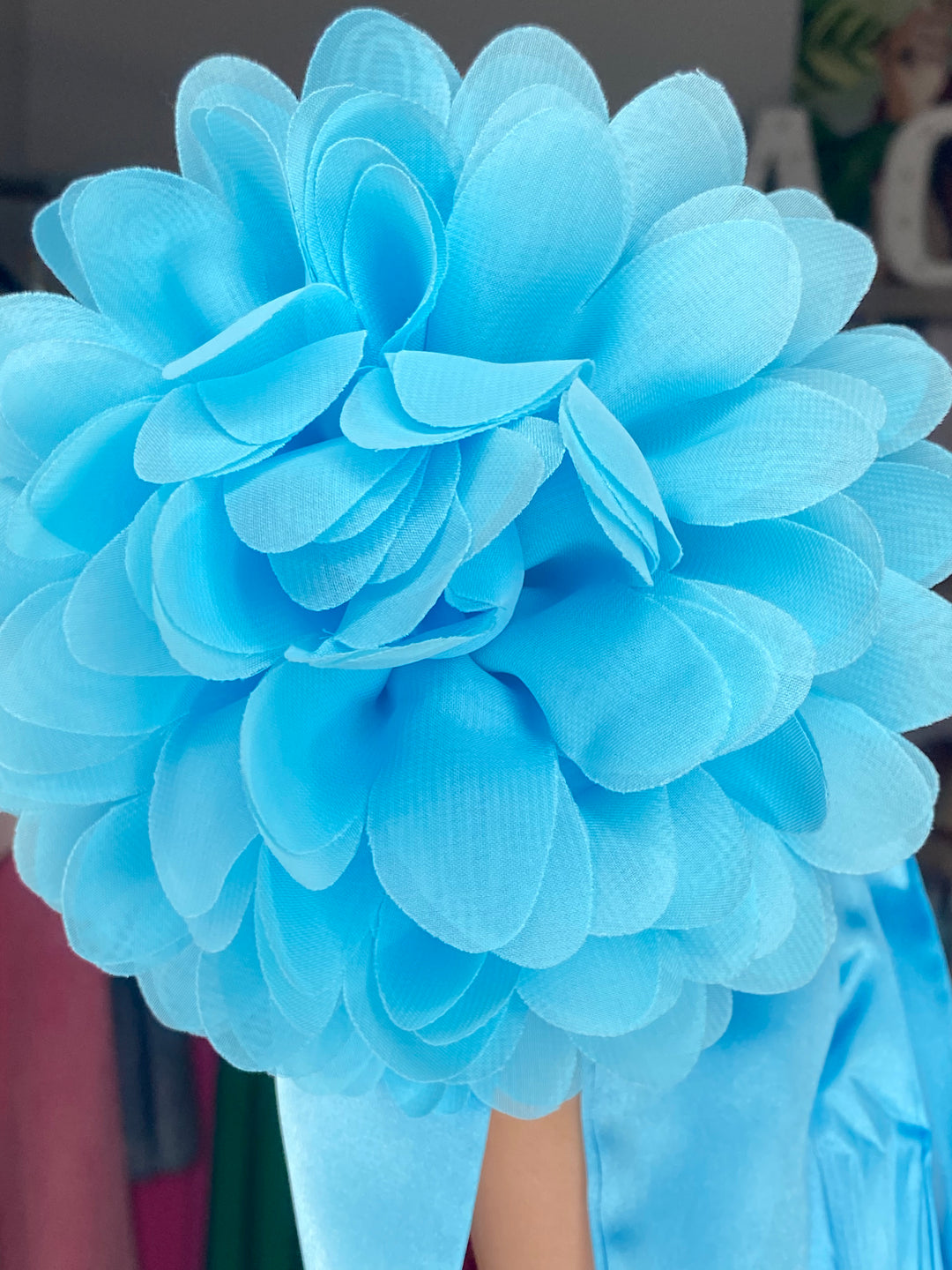 Cinto Collar Azul XL Flor Chifon y Satin Multi (#183)
