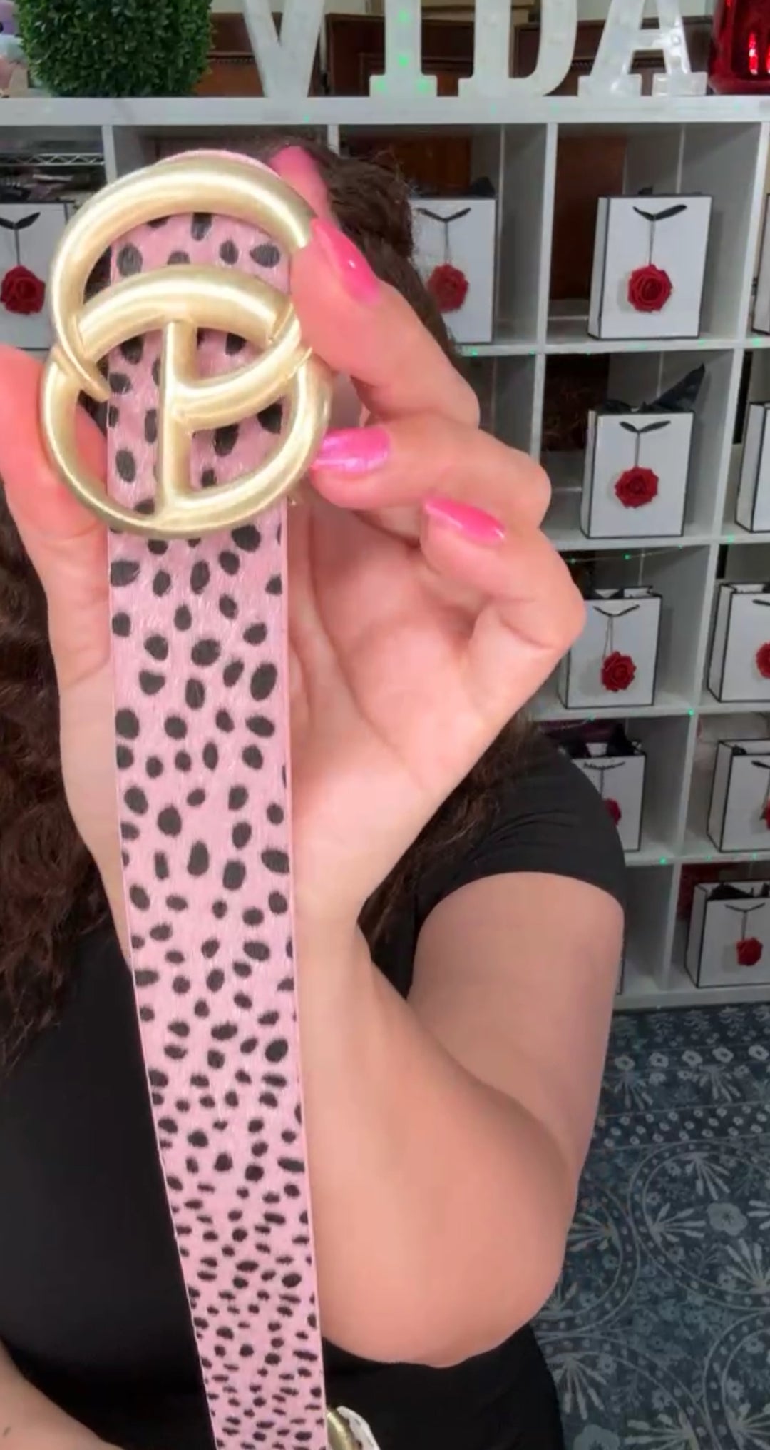 Cinto Rosa y Negro Cheetah GG