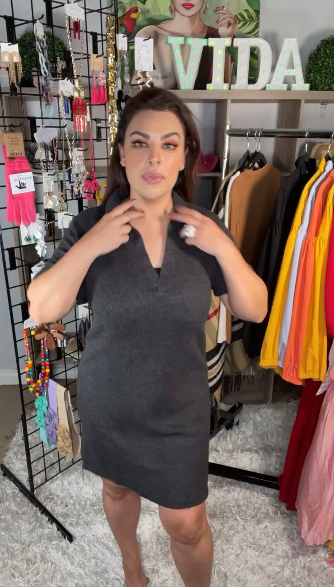 Vestido Negro Tejido Afelpado Basico (#369)