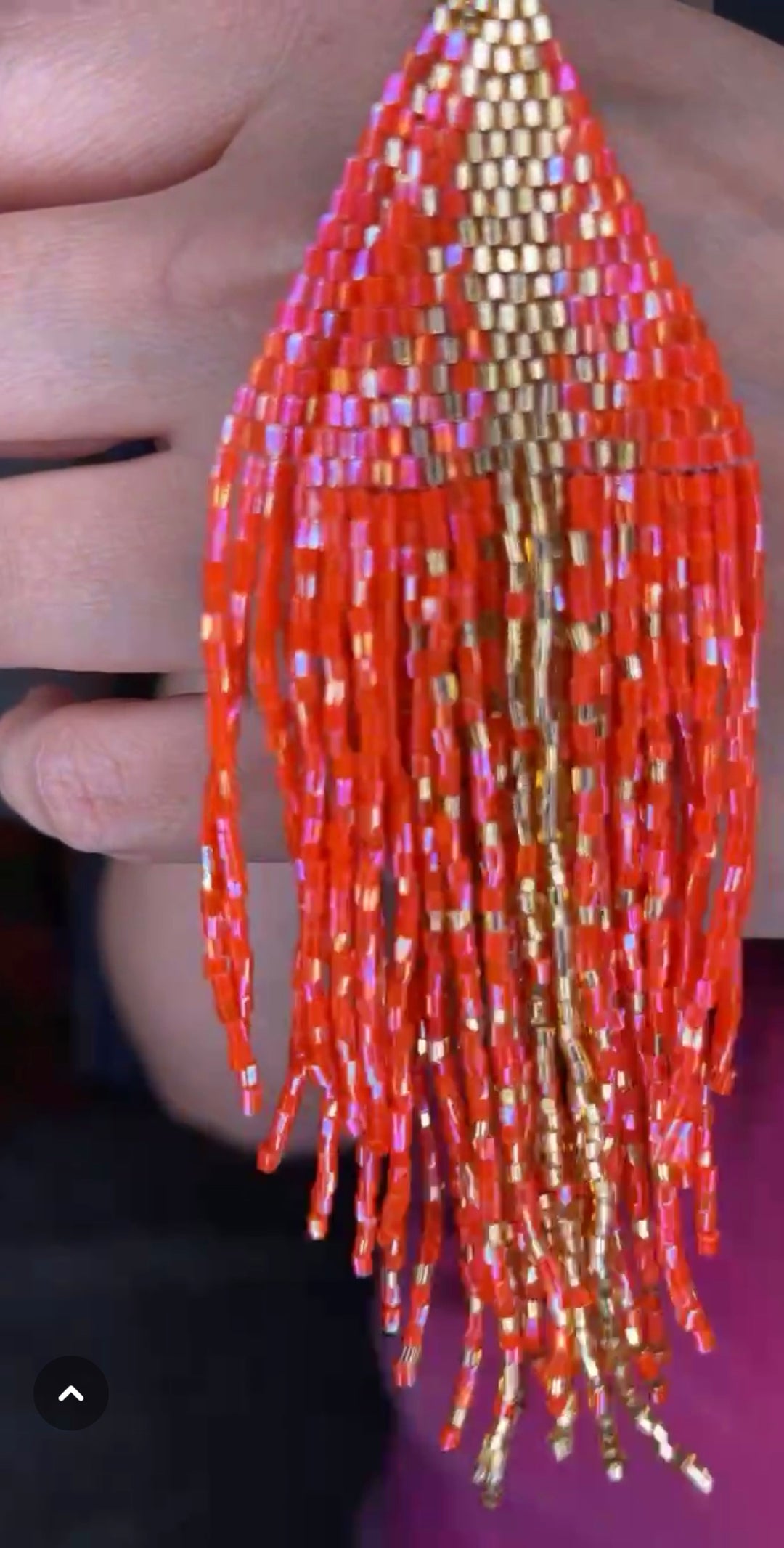 Arete Naranja y Dorado Canutillo Cascada XL (#121)
