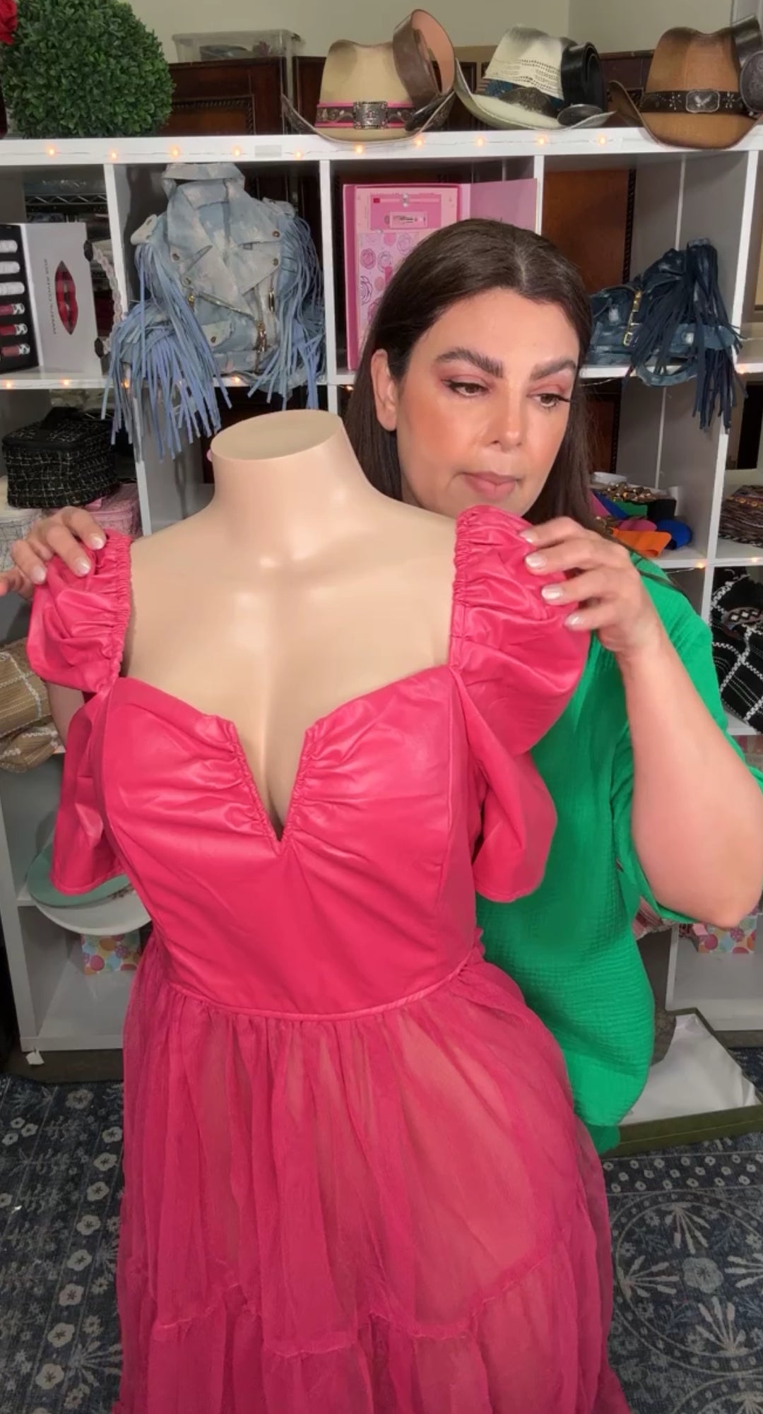 Vestido rosa tulle top piel (#196)