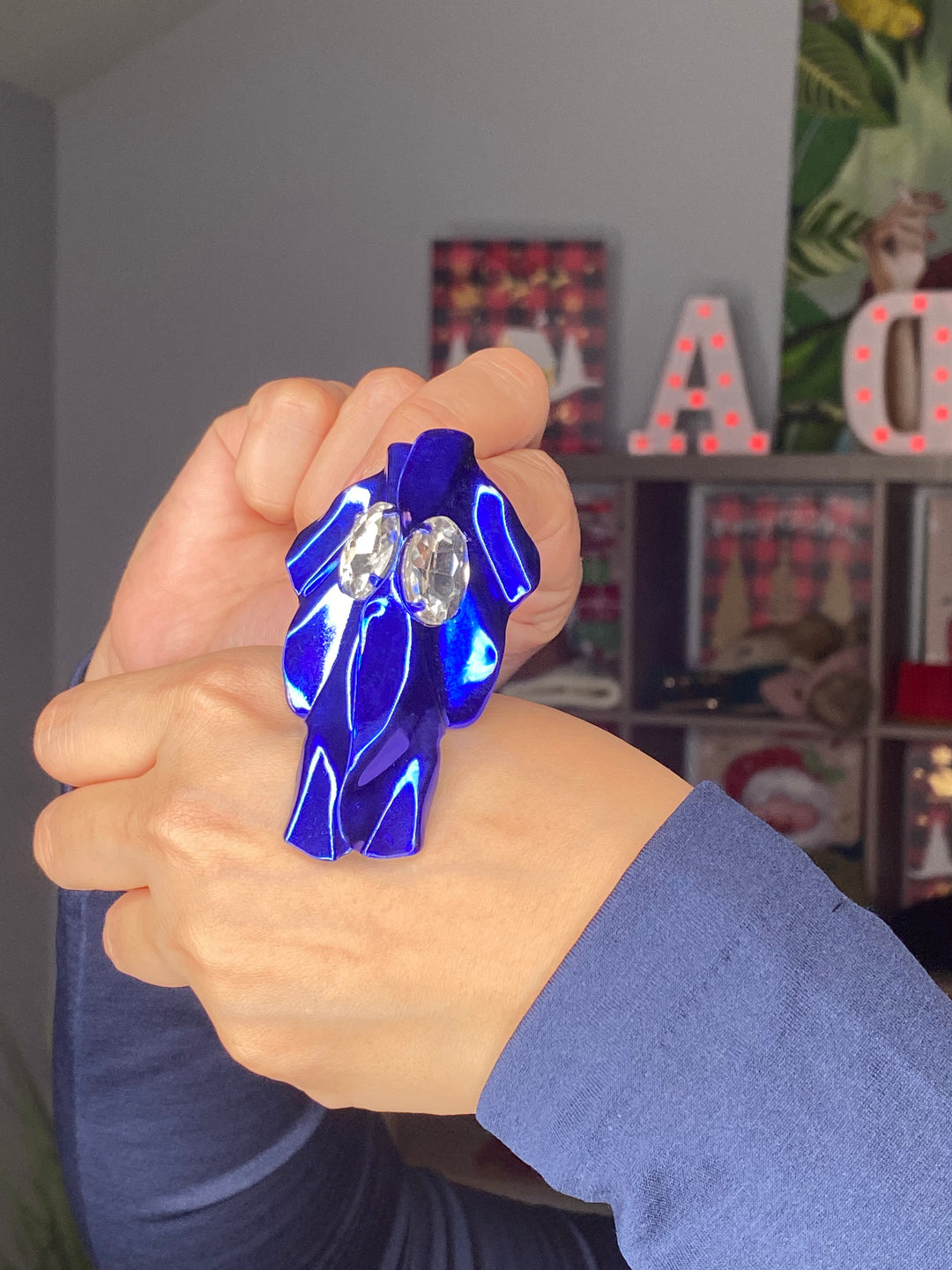 Arete Azul Metalico Alas (#121)