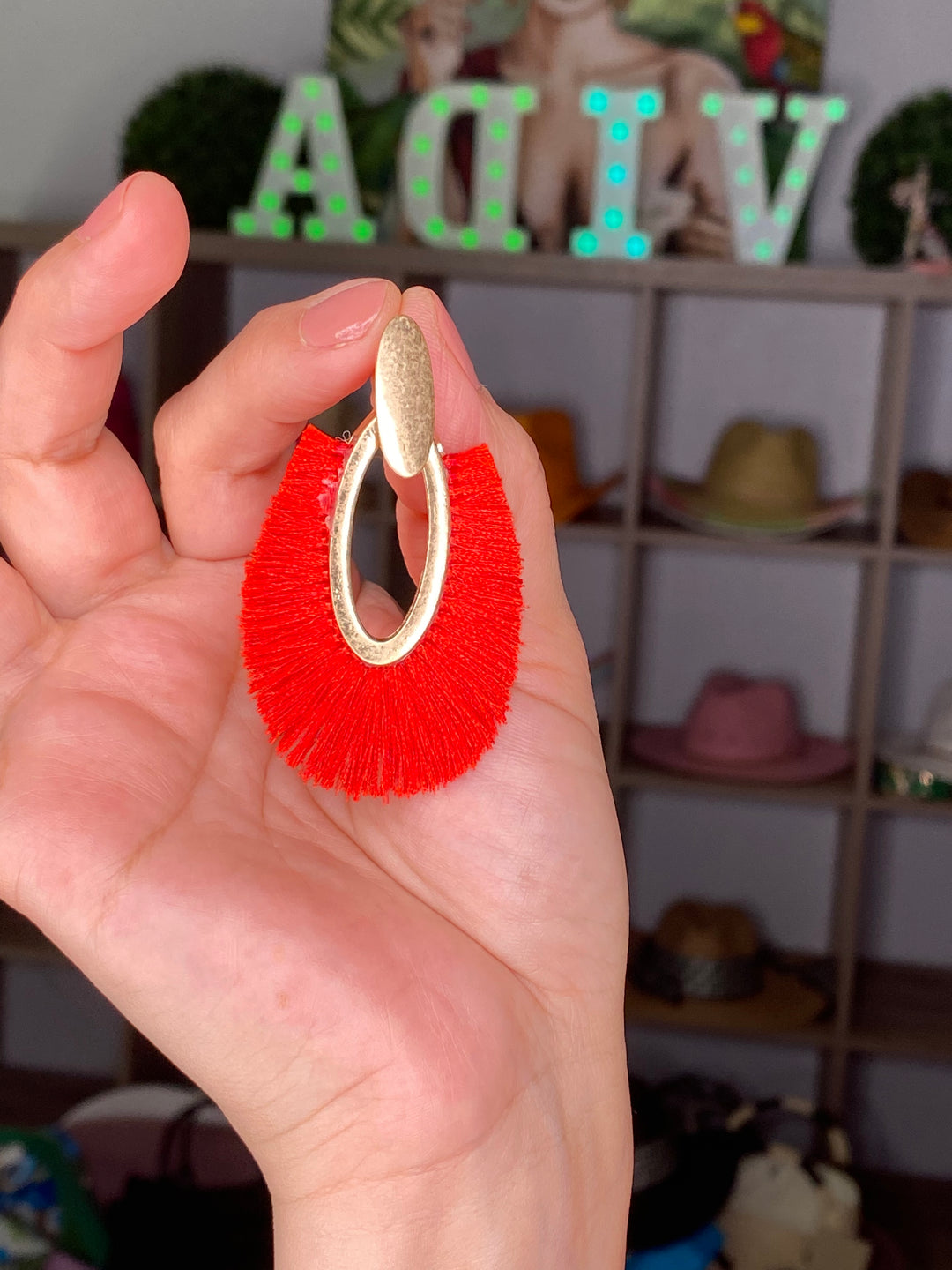 Arete Rojo y Dorado Fringe (#227)