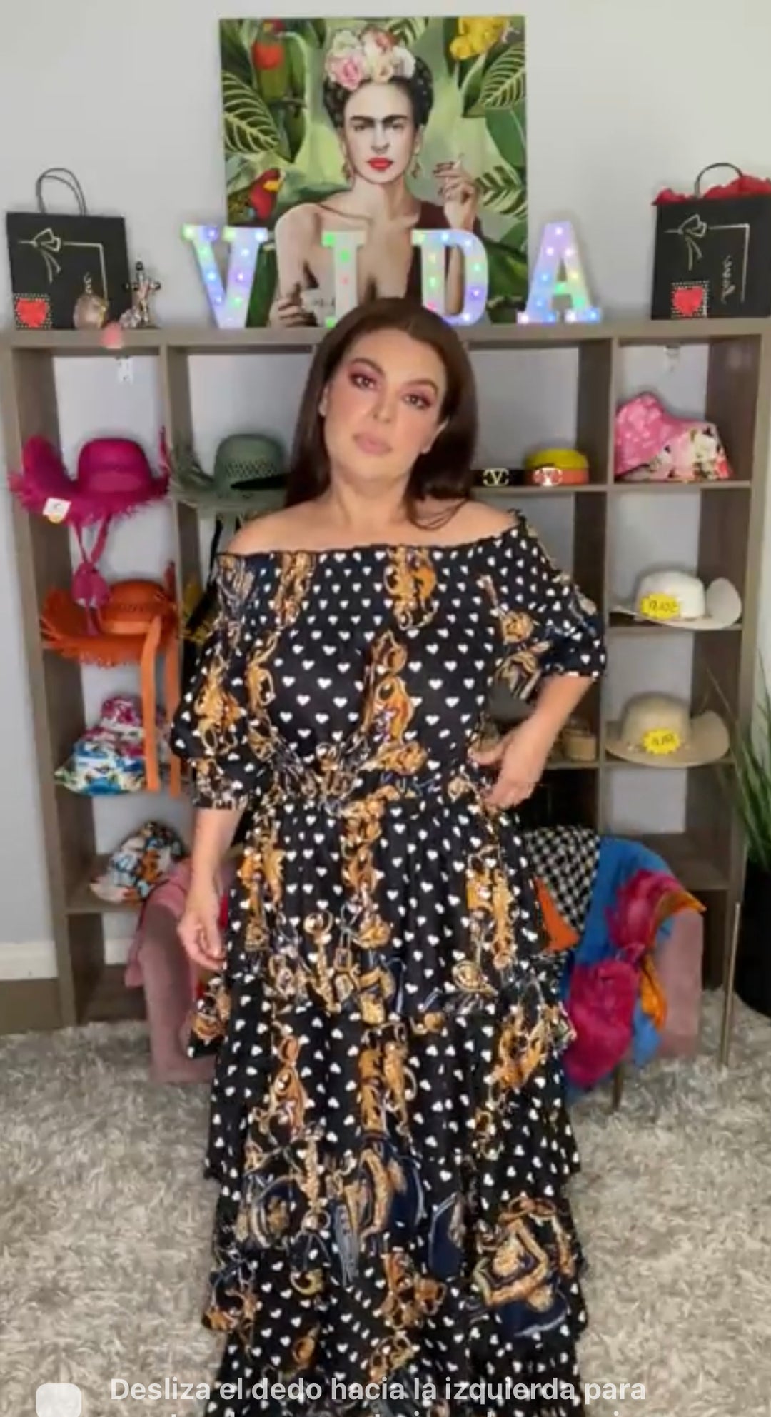Vestido Latiste Balck Gold and Hearts Print (#132)