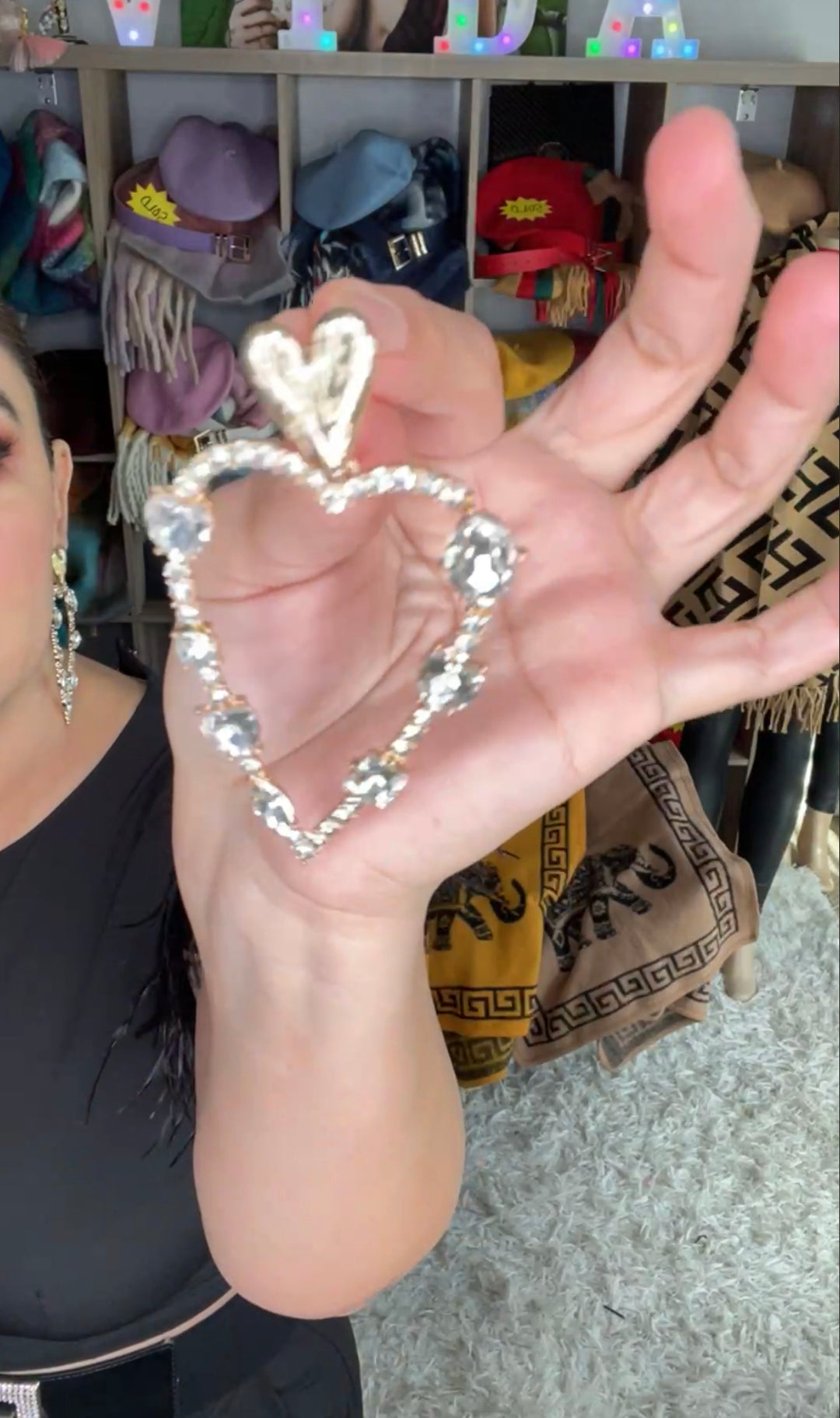 Arete Dorado Corazon Delgado Pedreria (#102)