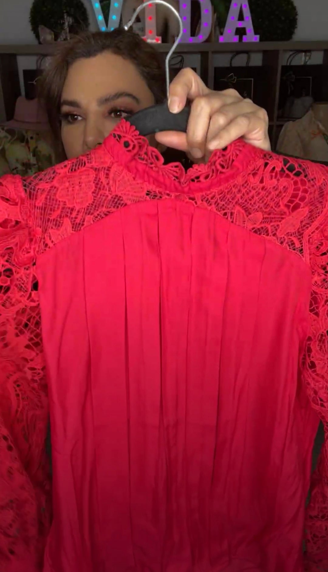 Blusa Roja con Crochet Manga Poeta (#201)