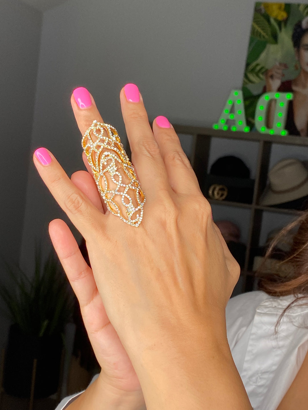 Anillo Dorado Pedreria XL (#102)