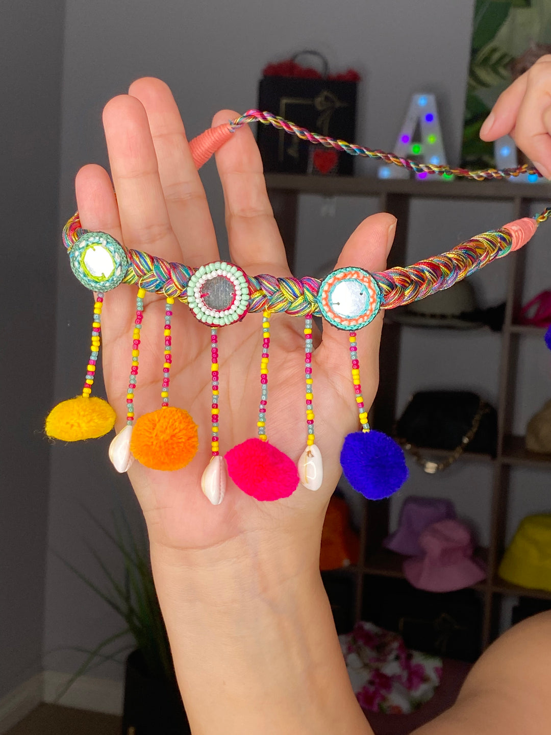 Collar Multi Tono Pom Pom Chocker (#199)
