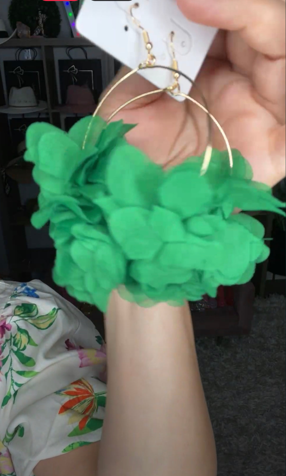 Arete Verde Chifon con Dorado (#231)