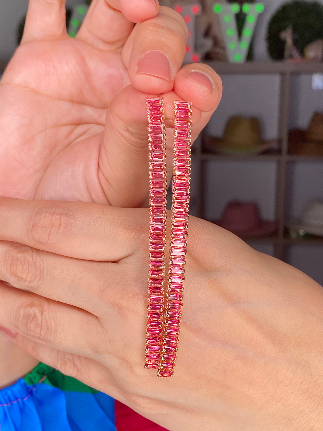 Arete Rosa Pedreria Largo