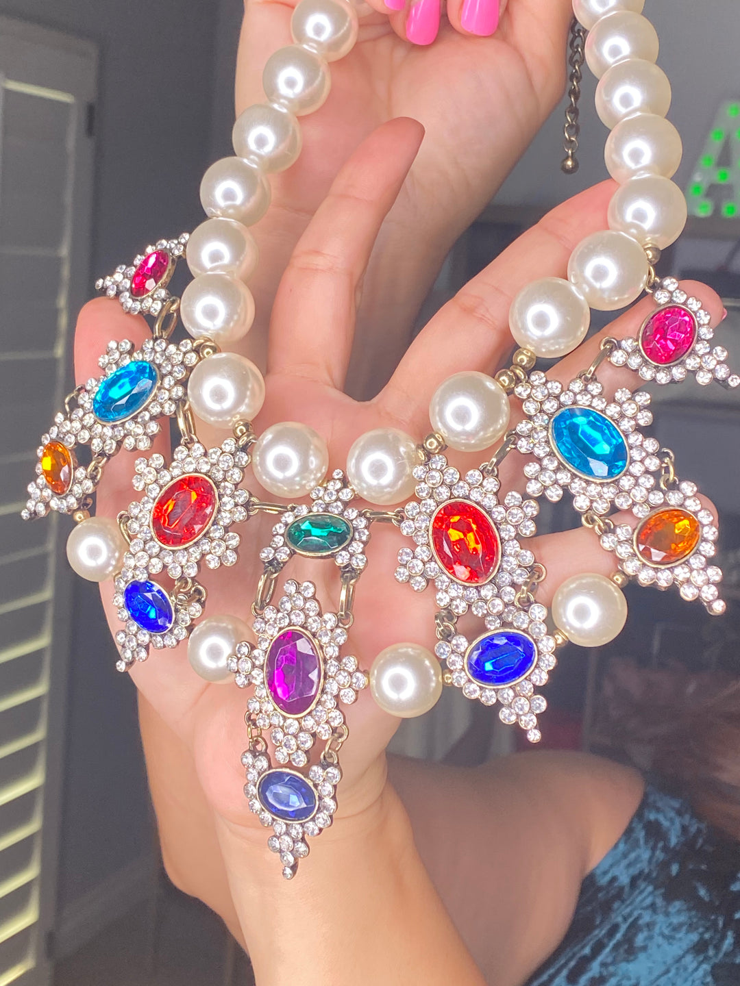 Collar Perlas y Multi Pedreria Lux (#123)