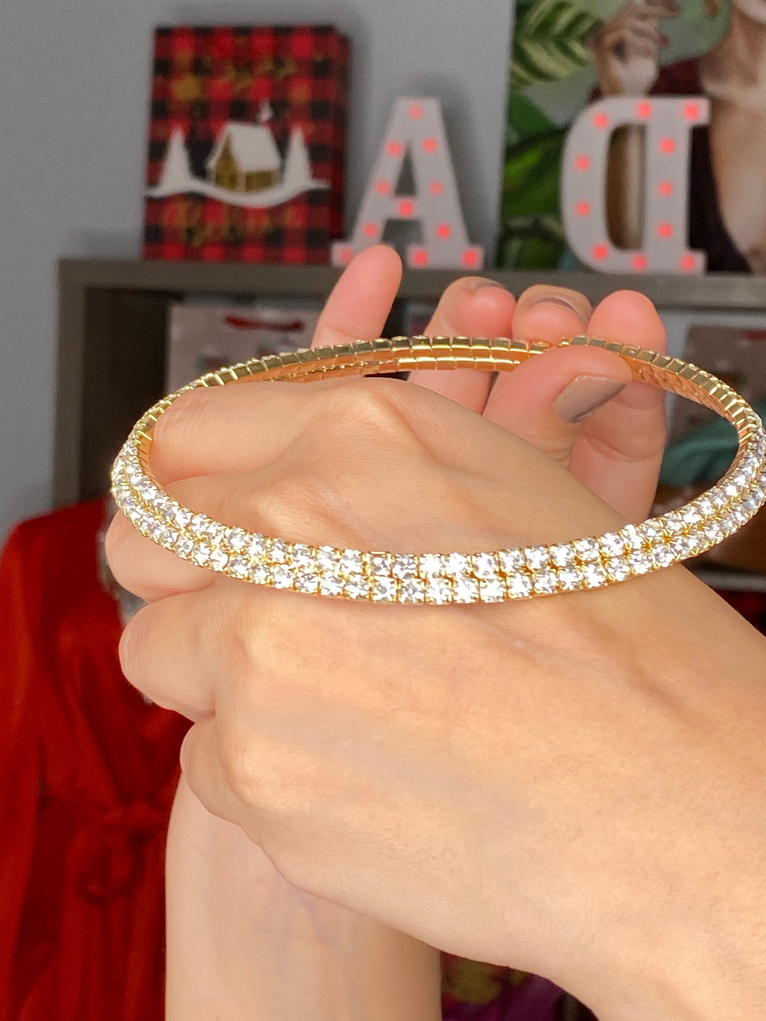 Collar Dorado Doble Chocker Pedreria (#119)