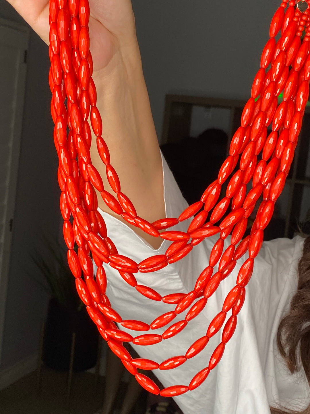 Collar Rojo Multi Strand (#168)