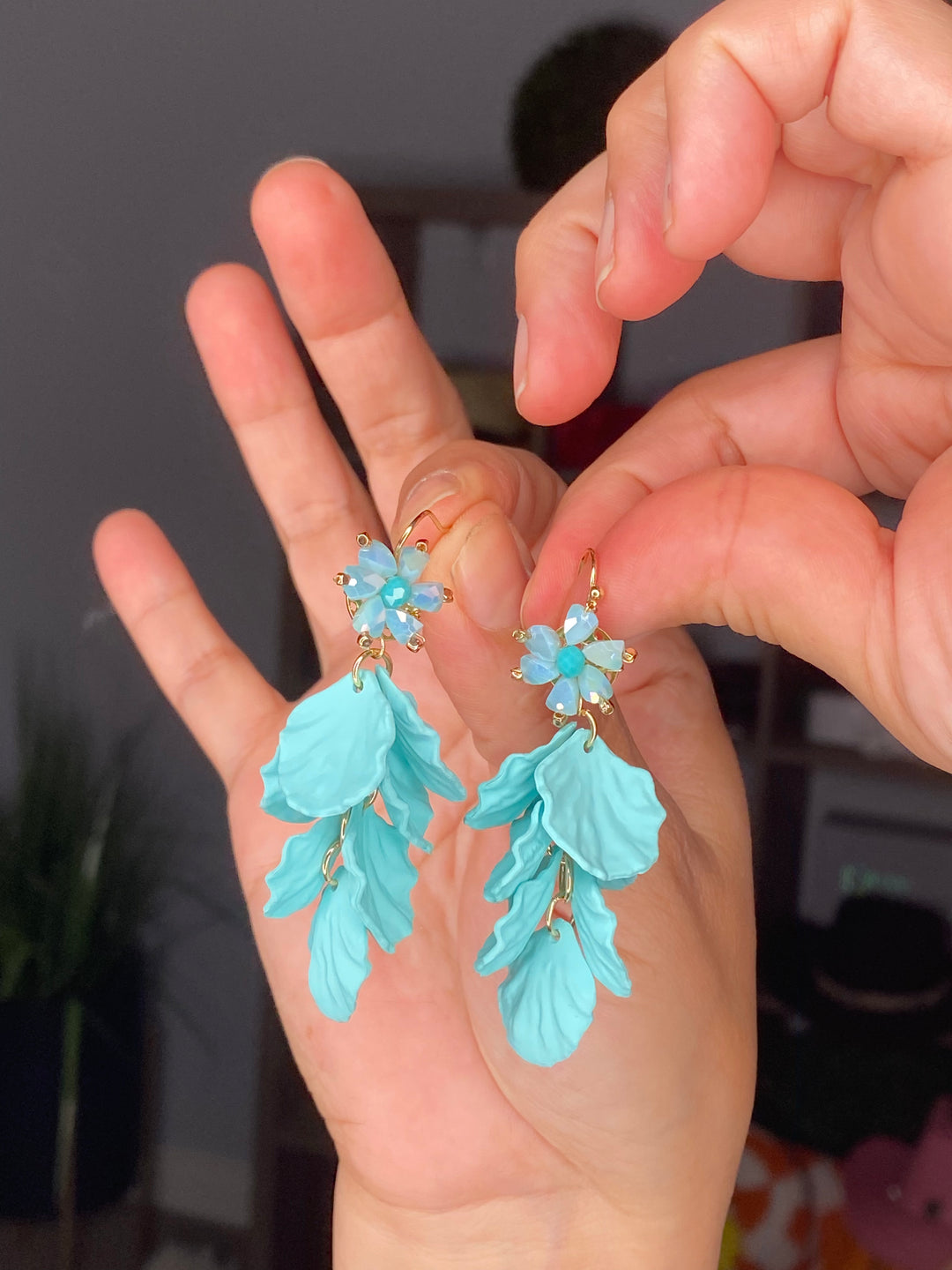 Arete Aqua Flor y Petalos Chico (#245)