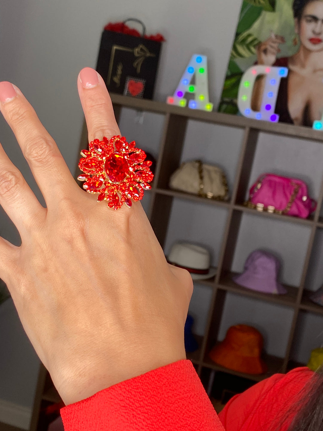 Anillo Rojo Flor (#142)