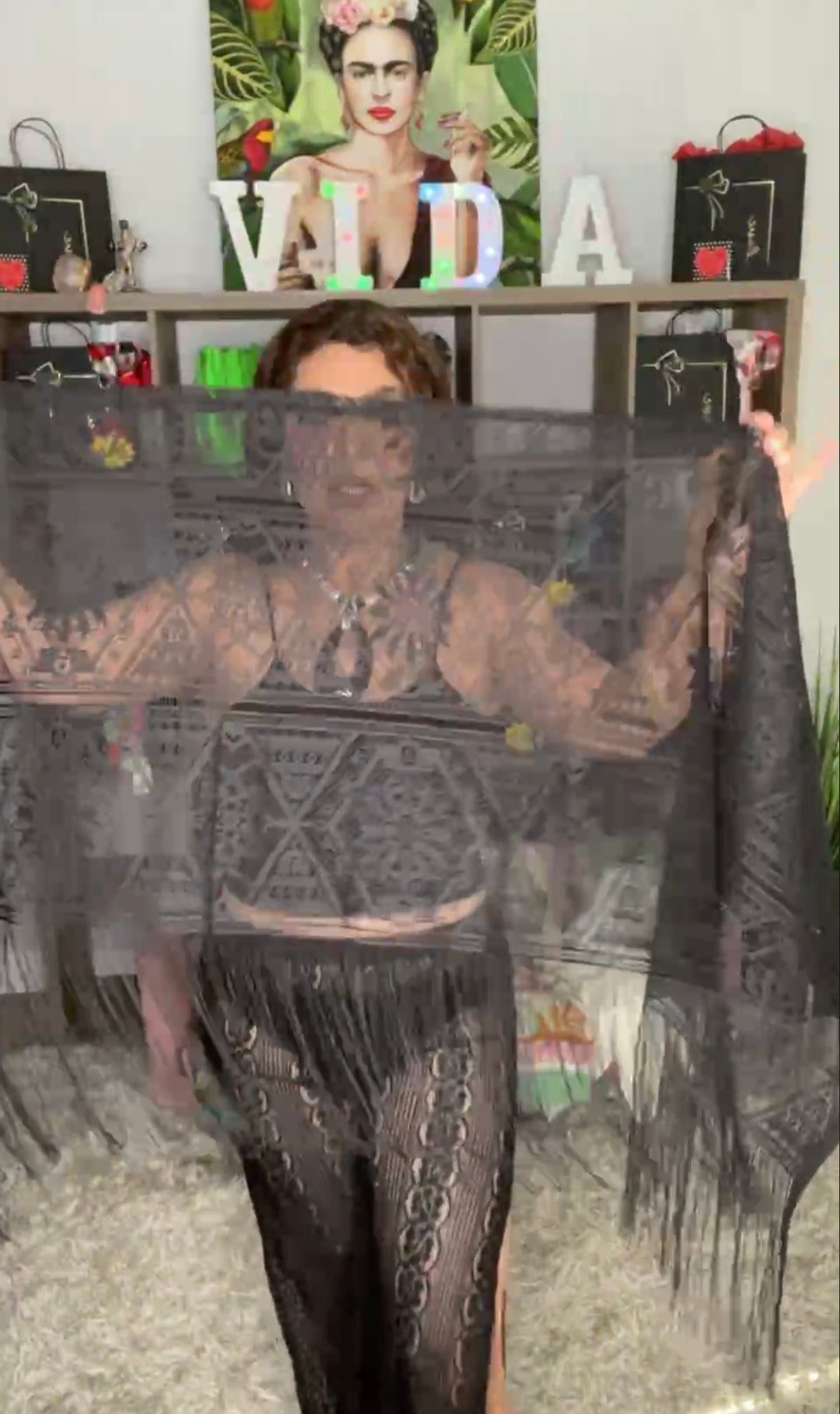 Shawl Negro Tejido Flamenco (#299)