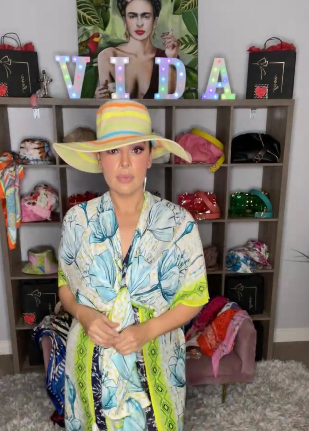 Sombrero Nude Rayas Neon (#181)