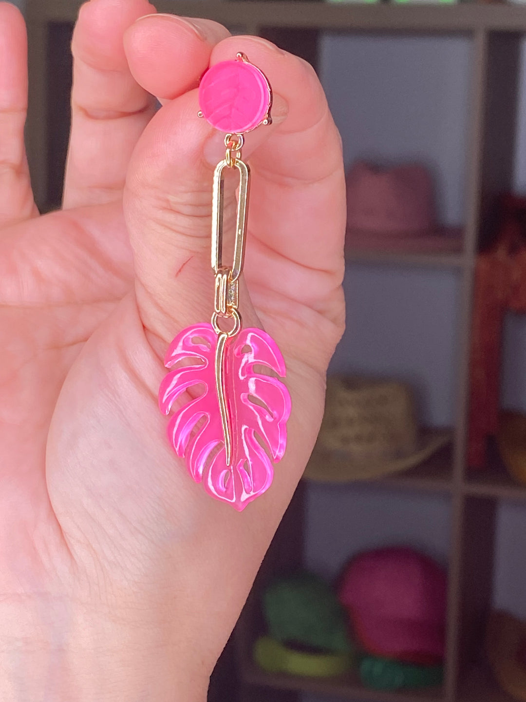 Arete Rosa Neon Oja y Dorado (#117)