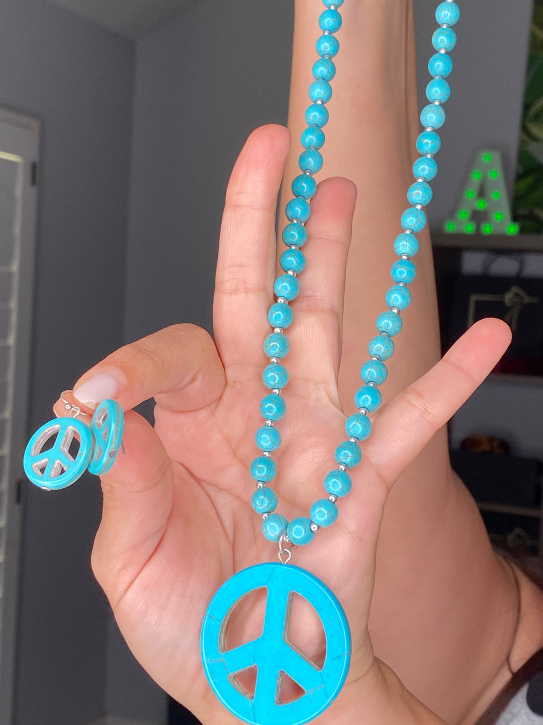 Collar Turqueza Peace Love Set (#147)