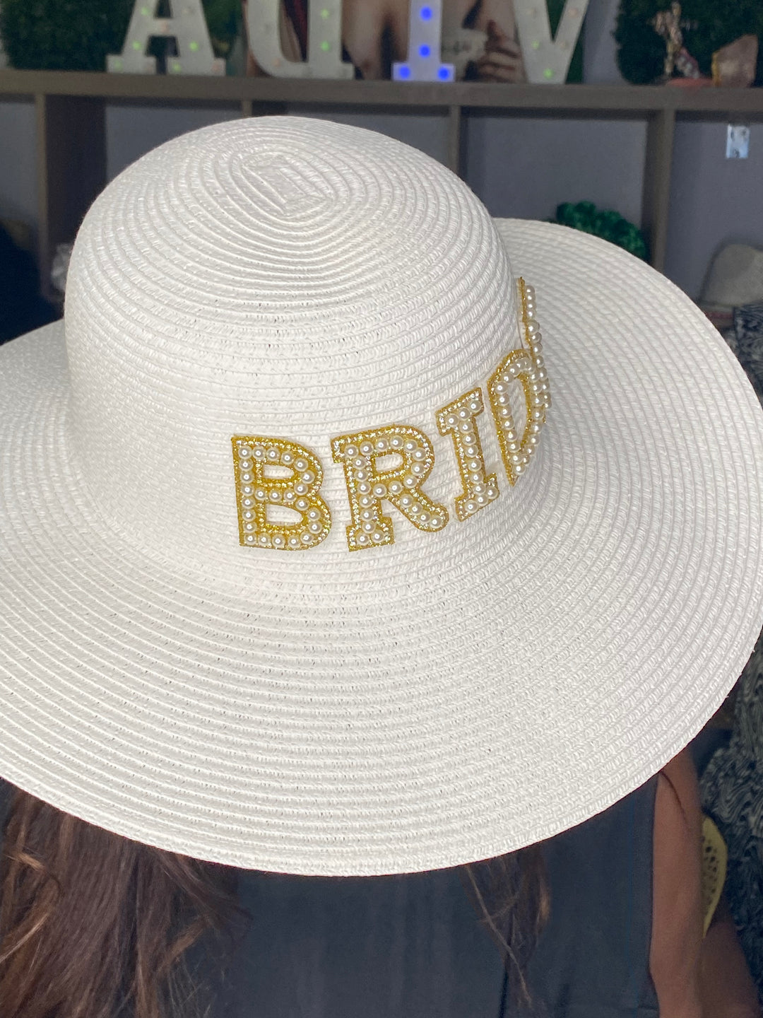 Sombrero Blanco Bride Perla y Pedreria (#309)